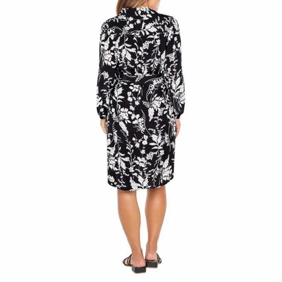 ๐ HP โญ๏ธ Firm Price โญ๏ธ Well Worn Womens' Crepe Dress Long Sleeve Tie Belt Medium - Picture 6 of 9